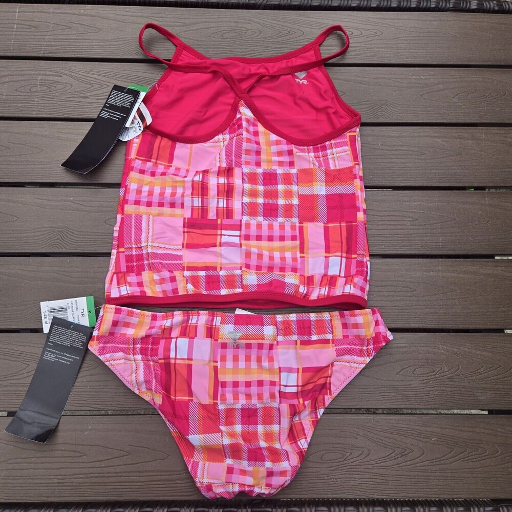 TYR Women's Pink Catalina Island Tankini & Bottom Reversible Swimsuit SZ M New - Picture 3 of 5